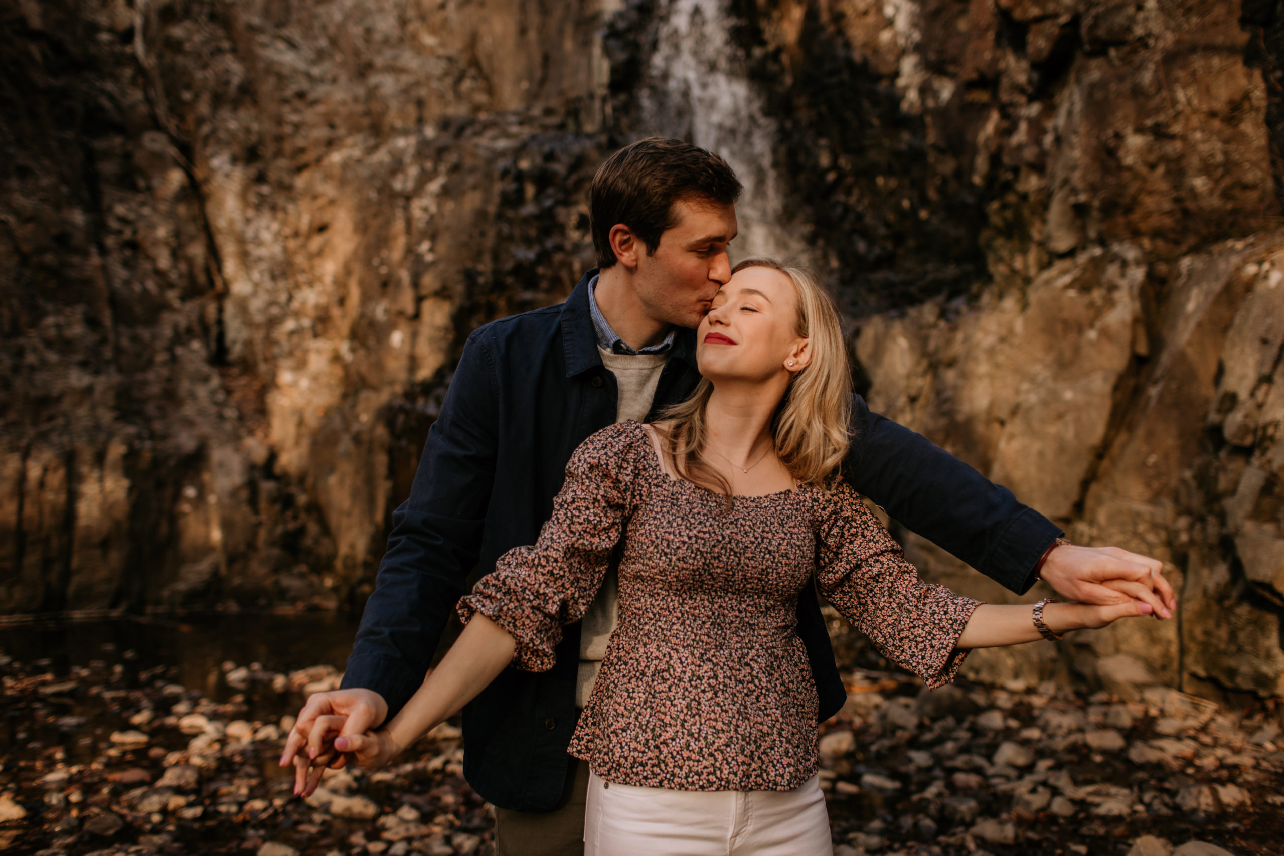 nj waterfall engagement session